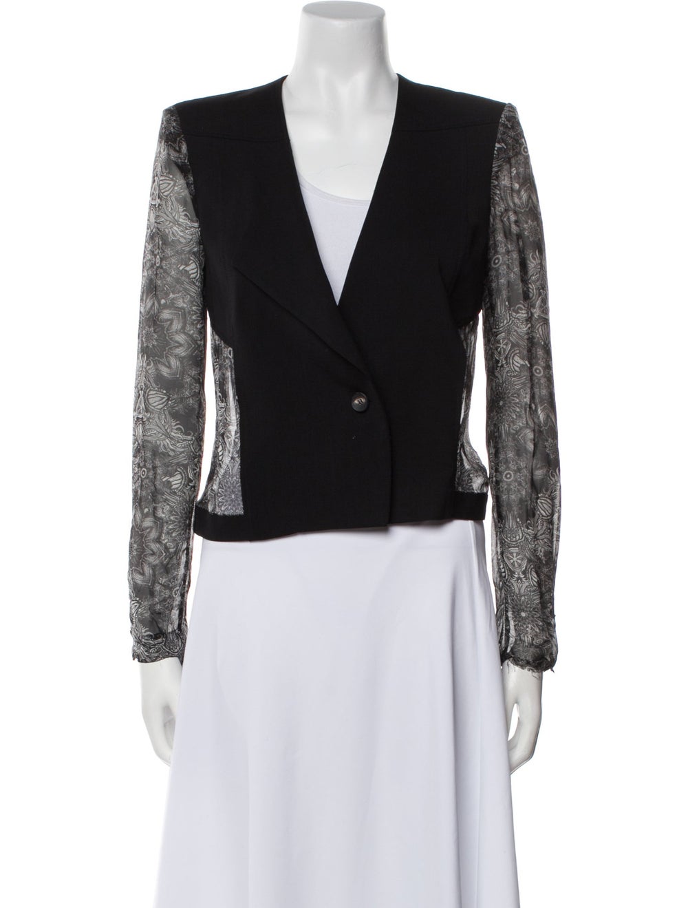 Helmut Lang Virgin Wool Evening Jacket Black Prin… - image 1