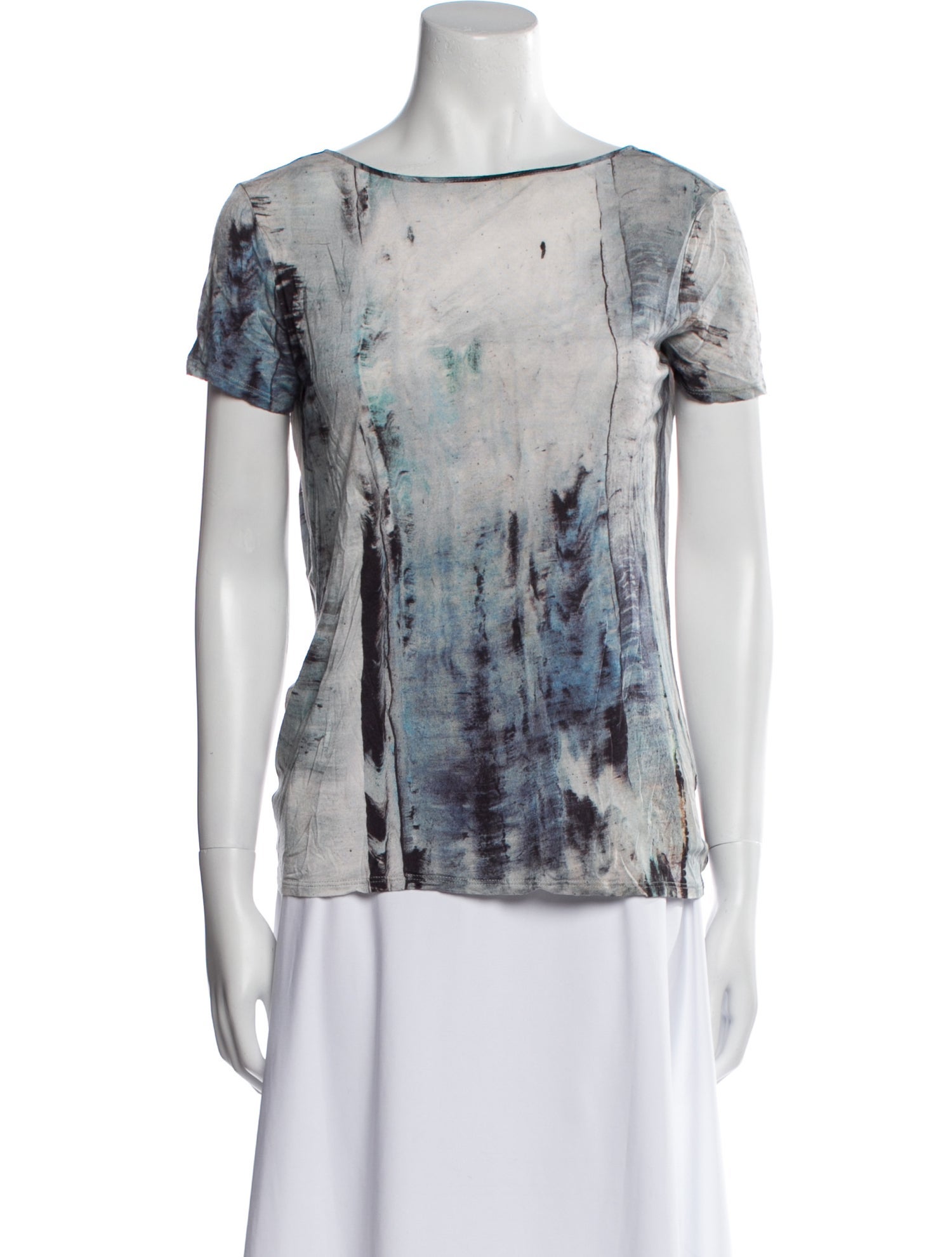 Helmut Lang Tie-Dye Print Scoop Neck T-Shirt