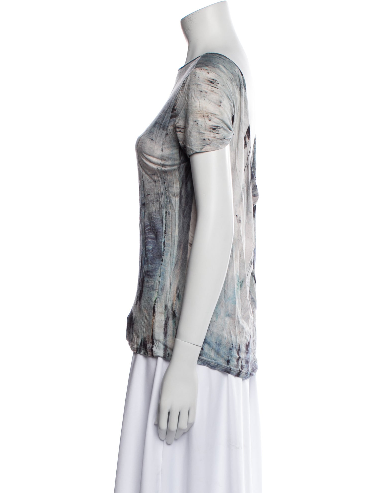 Helmut Lang Tie-Dye Print Scoop Neck T-Shirt