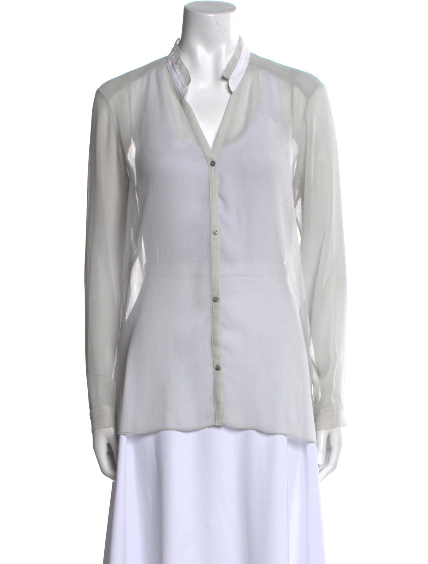 Helmut Lang V-Neck Long Sleeve Button-Up Top