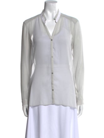 Helmut Lang V-Neck Long Sleeve Button-Up Top