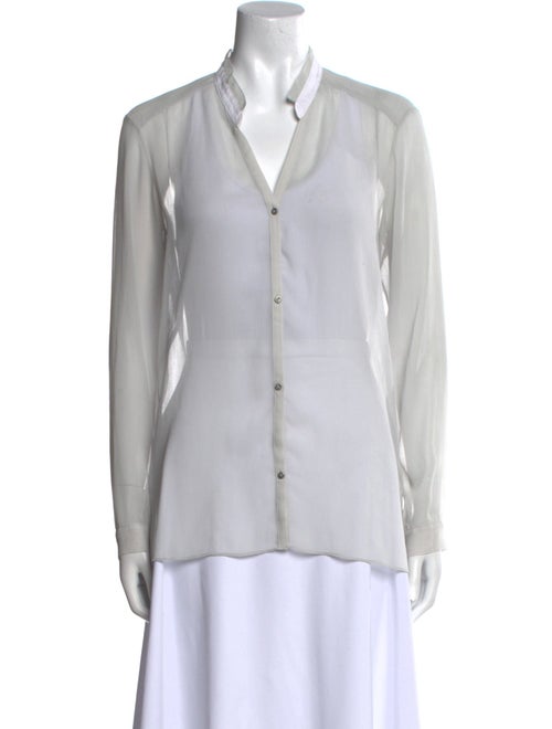 Helmut Lang V-Neck Long Sleeve Button-Up Top