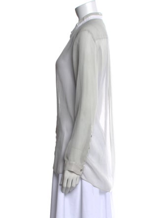 Helmut Lang V-Neck Long Sleeve Button-Up Top