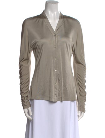 Helmut Lang V-Neck Long Sleeve Button-Up Top