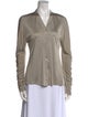 Helmut Lang V-Neck Long Sleeve Button-Up Top