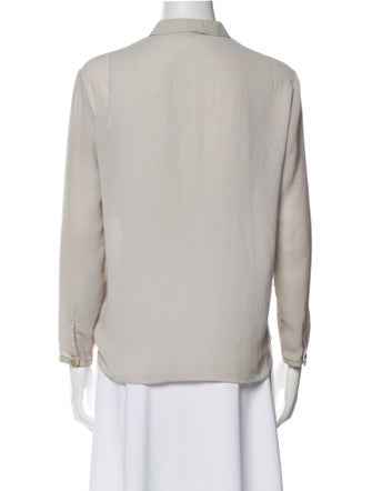 Helmut Lang V-Neck Long Sleeve Button-Up Top