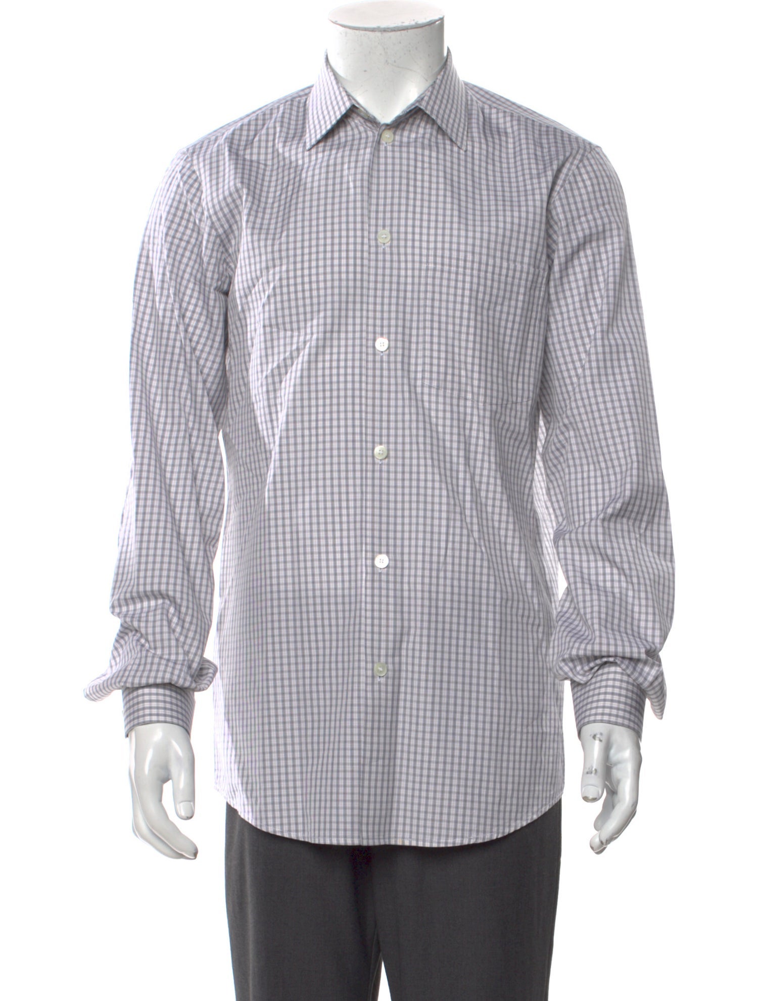 Helmut Lang Plaid Print Long Sleeve Shirt