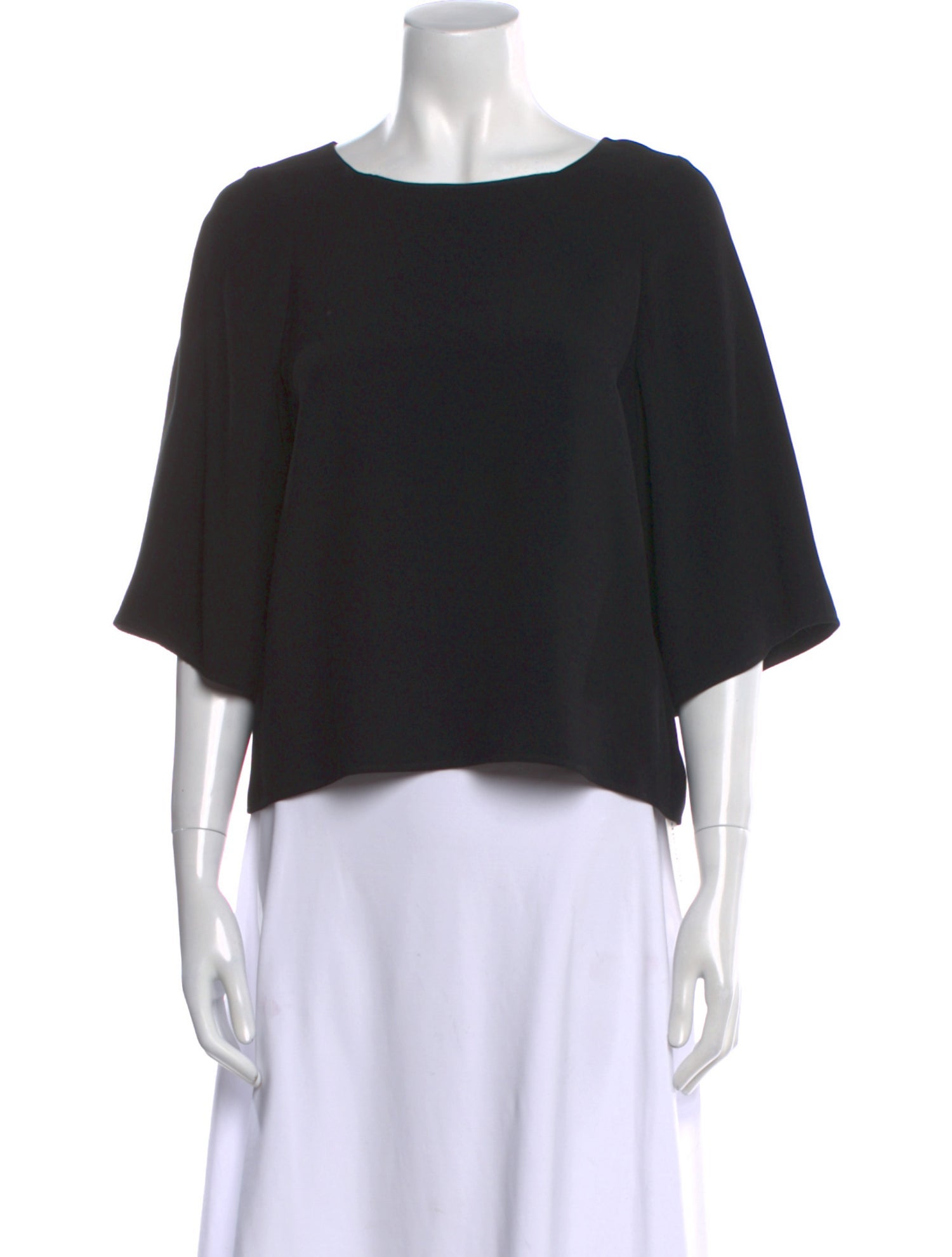 Helmut Lang Scoop Neck Three-Quarter Sleeve Crop Top