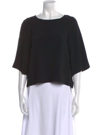 Helmut Lang Scoop Neck Three-Quarter Sleeve Crop Top