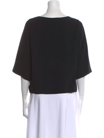 Helmut Lang Scoop Neck Three-Quarter Sleeve Crop Top