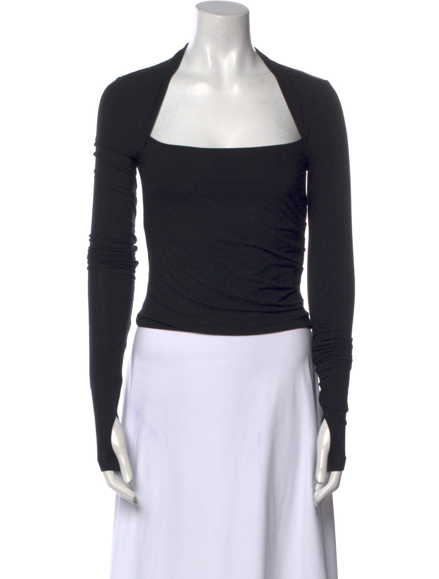 Helmut Lang Square Neckline Long Sleeve Crop Top