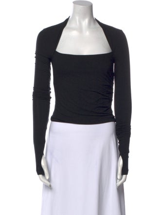 Helmut Lang Square Neckline Long Sleeve Crop Top