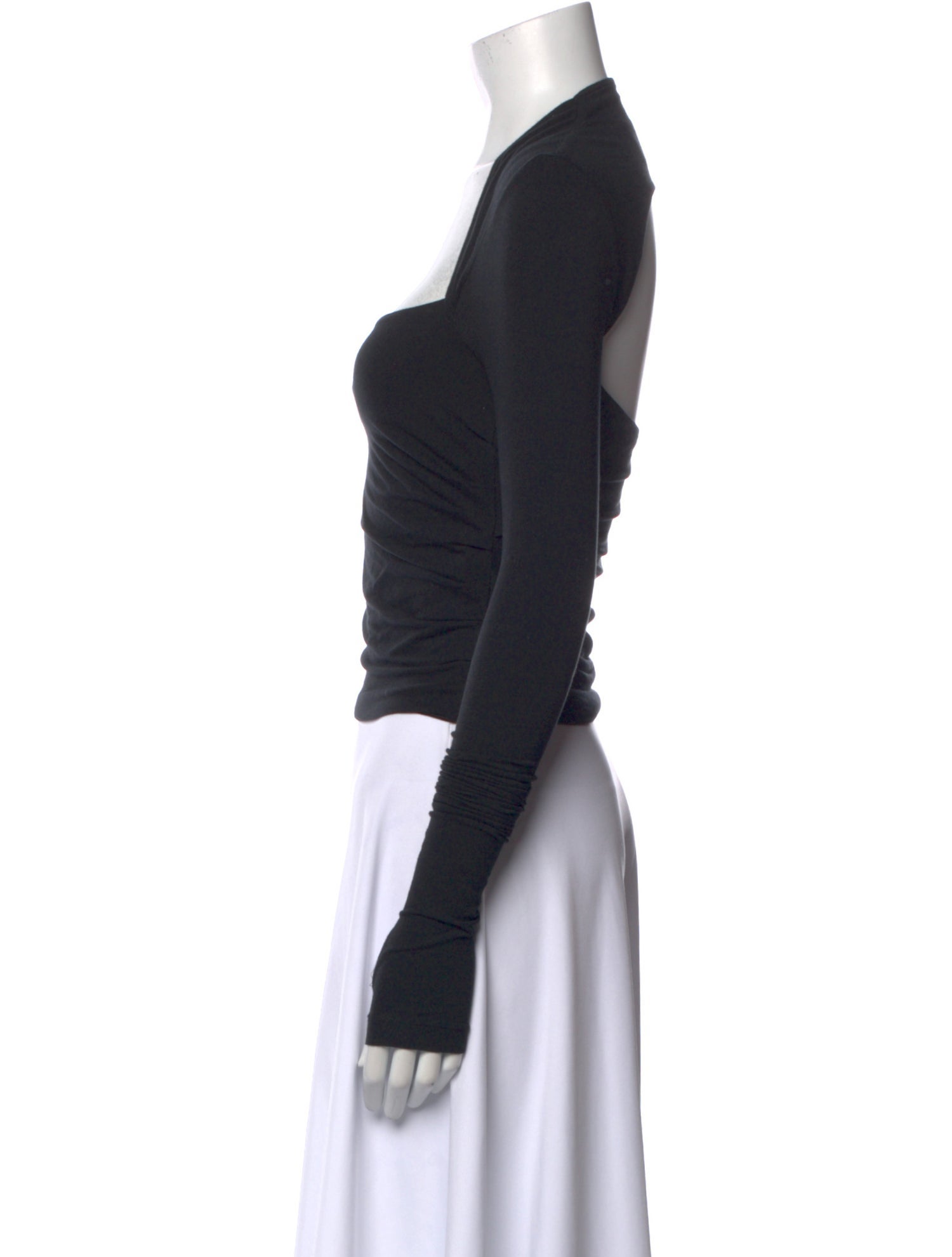 Helmut Lang Square Neckline Long Sleeve Crop Top