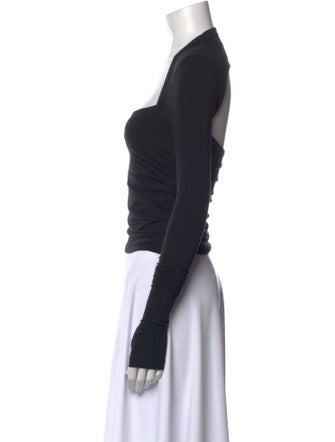 Helmut Lang Square Neckline Long Sleeve Crop Top