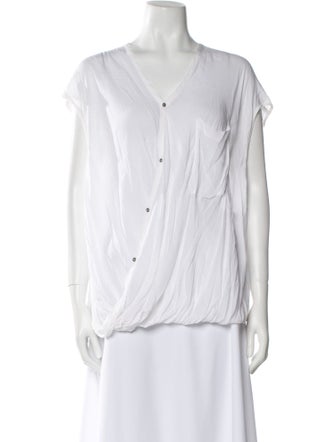 Helmut Lang V-Neck Short Sleeve Blouse