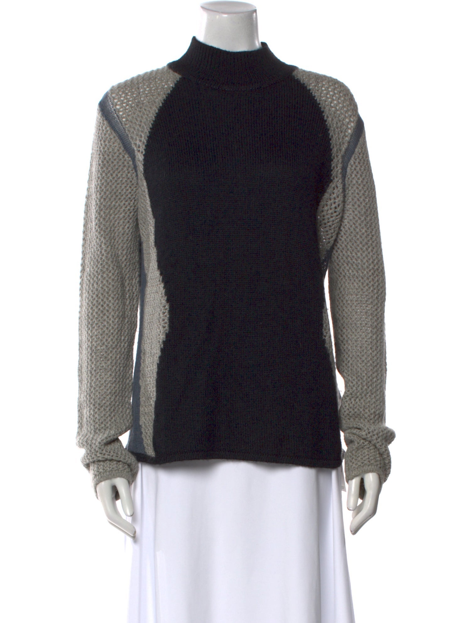 Helmut Lang Alpaca Colorblock Pattern Sweater