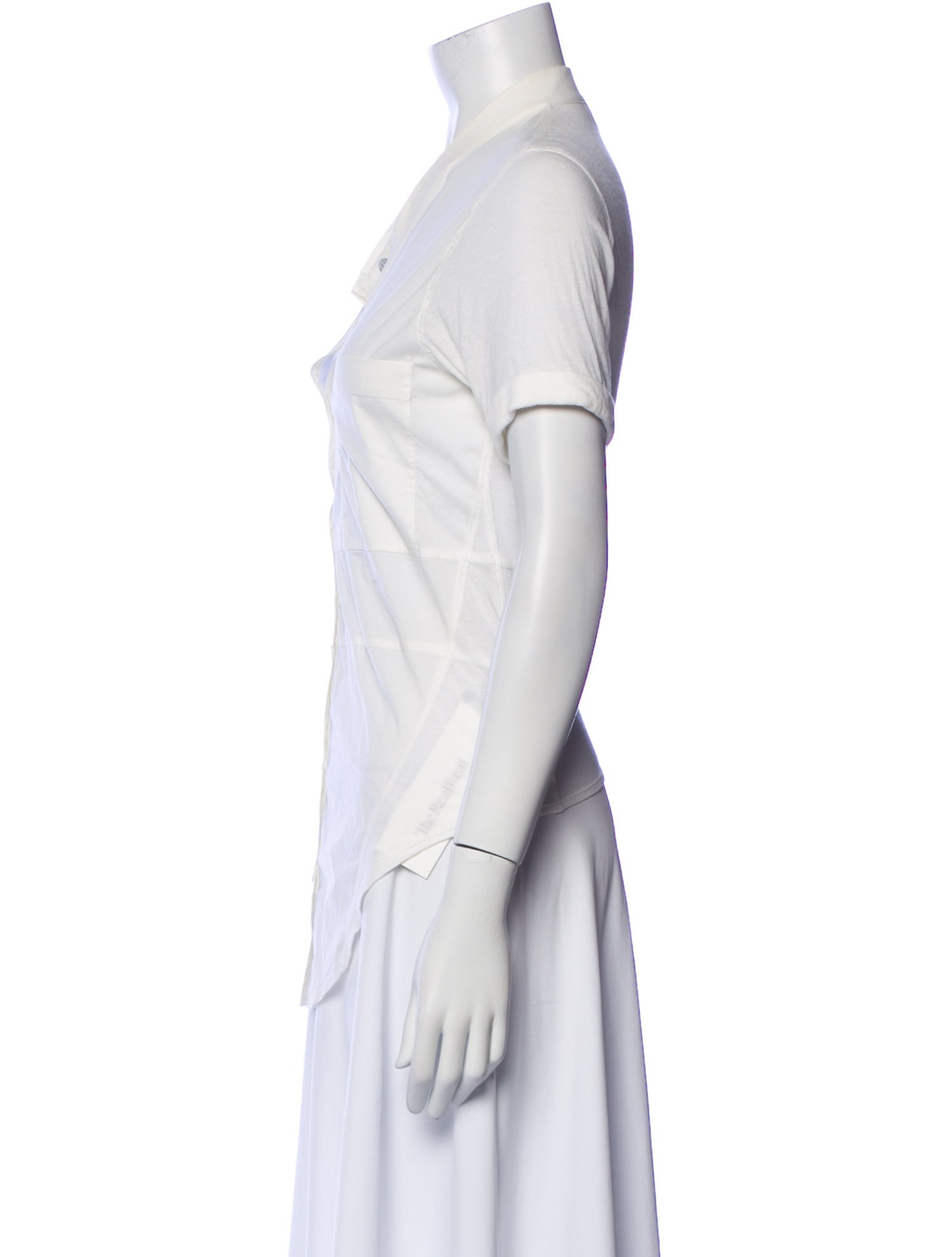 Helmut Lang V-Neck Short Sleeve Button-Up Top