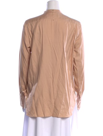 Helmut Lang Silk Mock Neck Button-Up Top