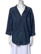 Helmut Lang V-Neck Three-Quarter Sleeve Button-Up Top