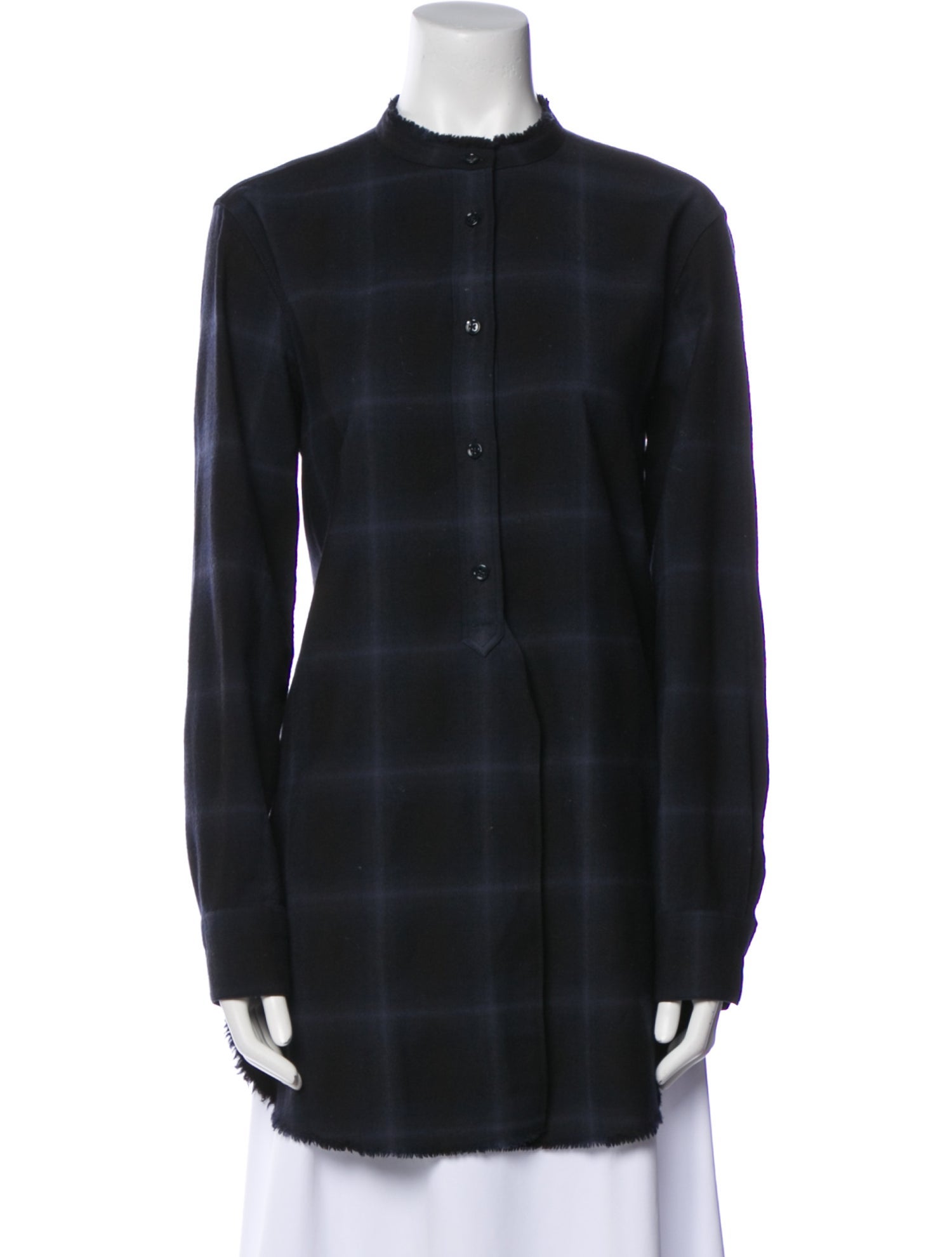 Helmut Lang Wool Plaid Print Tunic