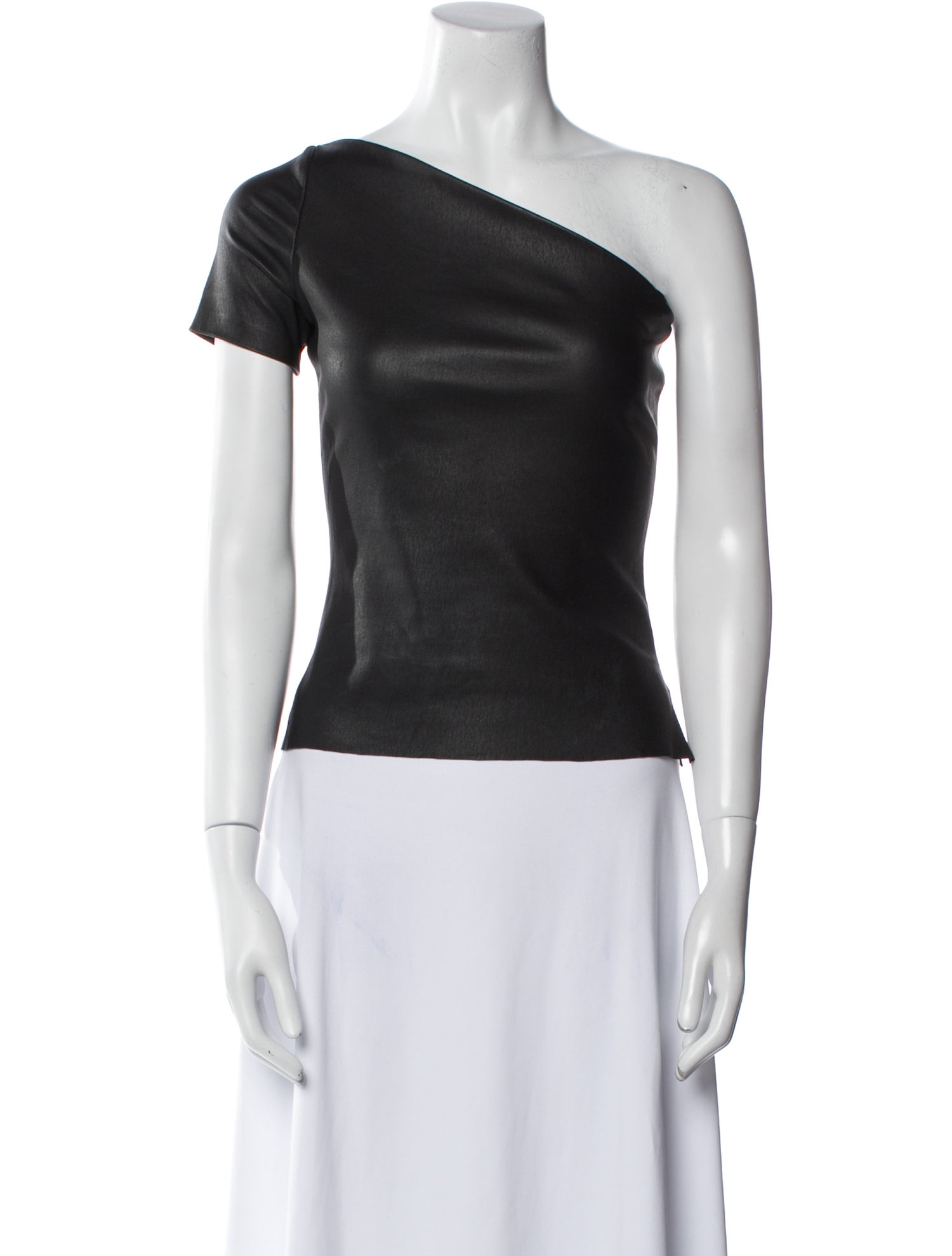 Helmut Lang Lamb Leather One-Shoulder Top