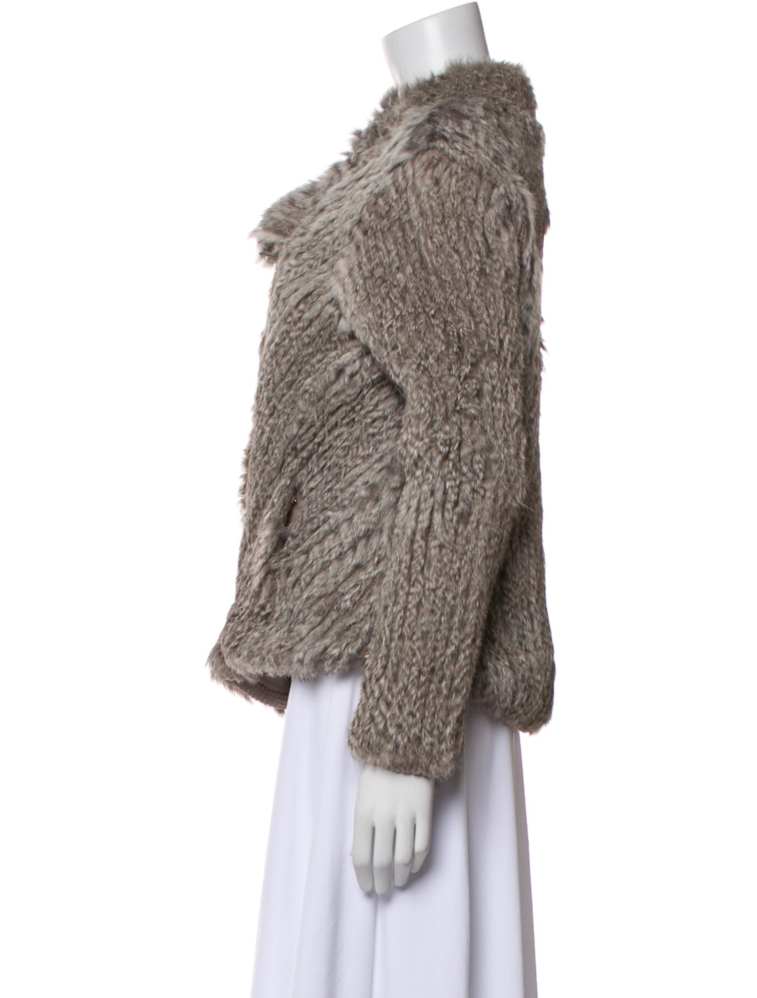 Helmut Lang Wool Tweed Pattern Fur Jacket