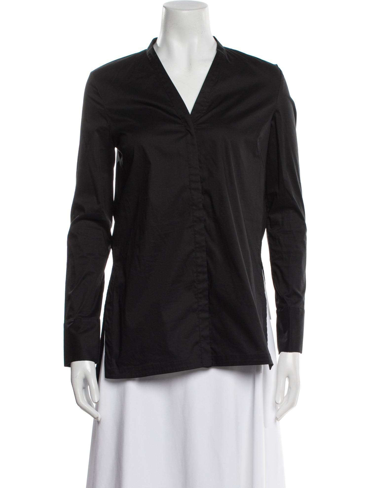 Helmut Lang V-Neck Long Sleeve Button-Up Top