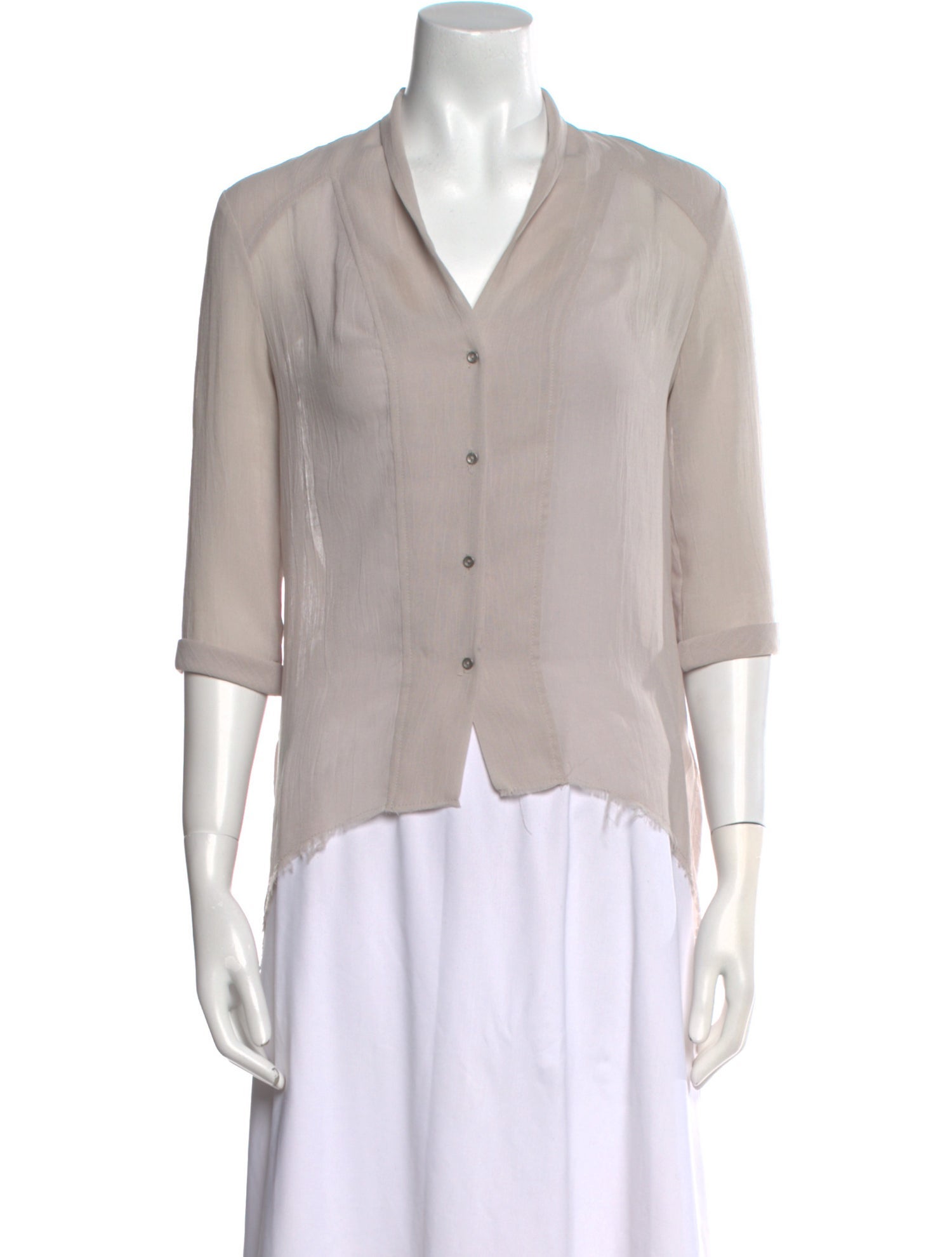 Helmut Lang V-Neck Three-Quarter Sleeve Blouse