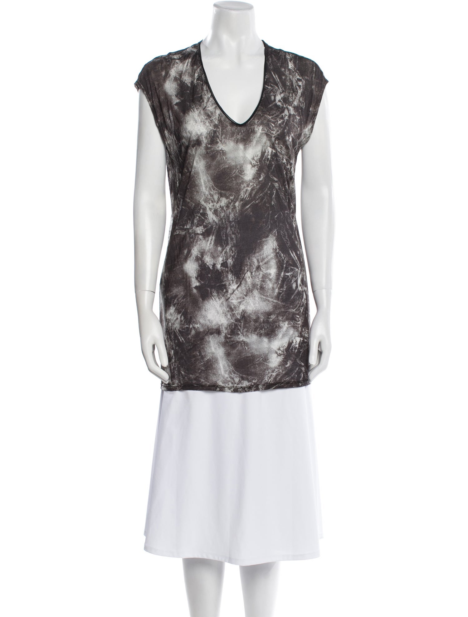 Helmut Lang Tie-Dye Print Cowl Neck Tunic