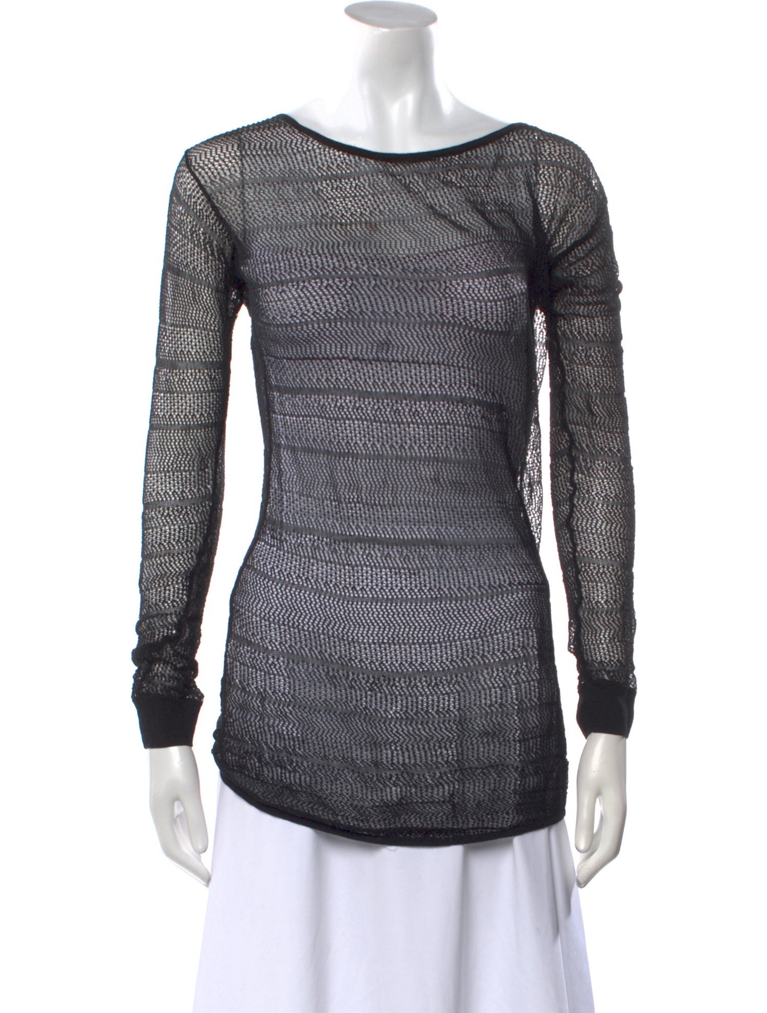 Helmut Lang Bateau Neckline Long Sleeve Top