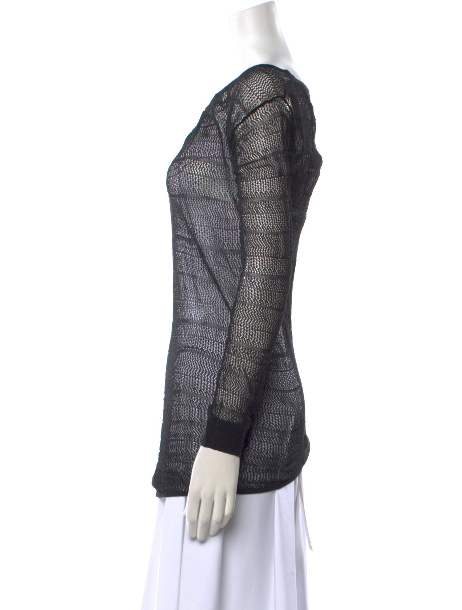 Helmut Lang Bateau Neckline Long Sleeve Top