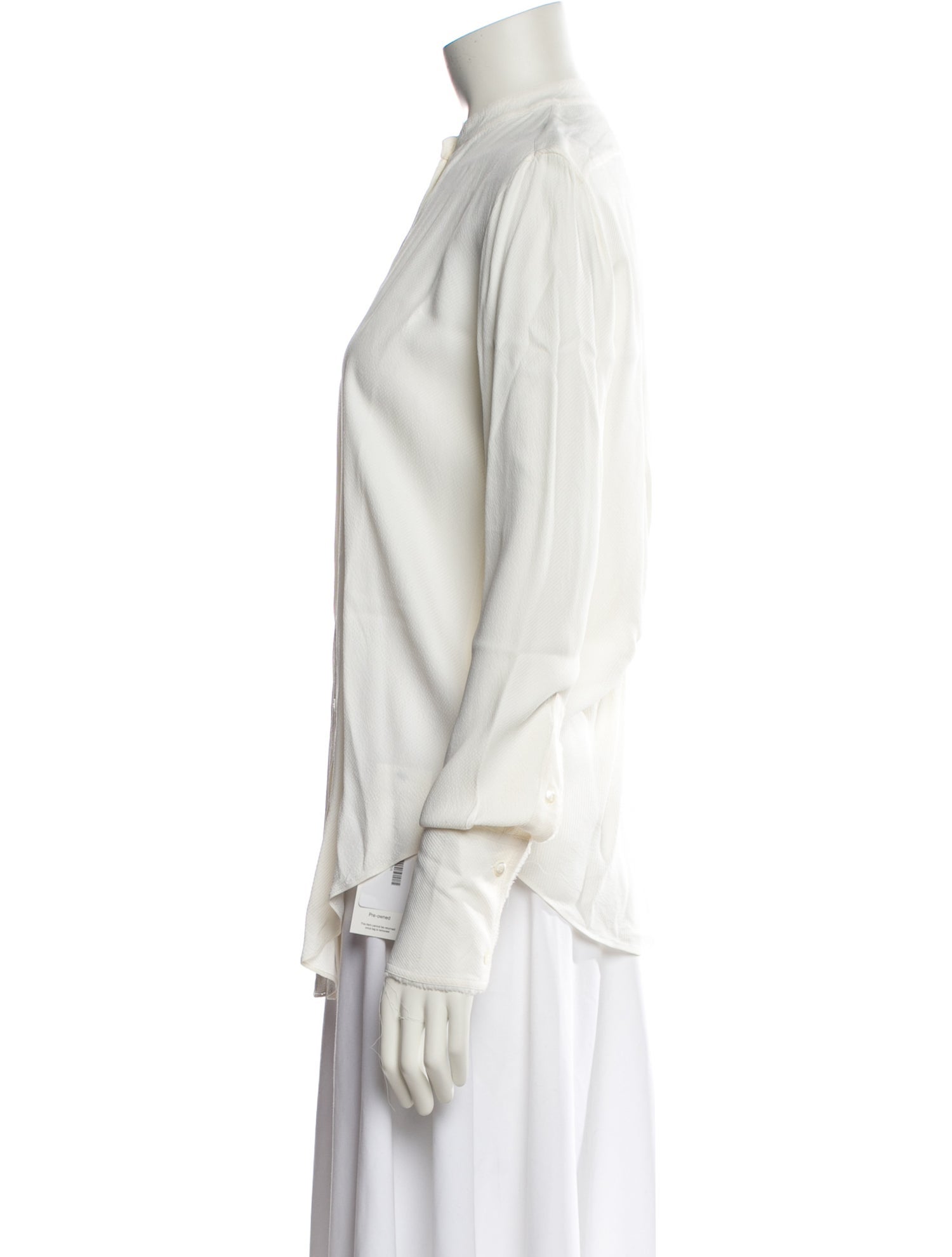 Helmut Lang Mock Neck Long Sleeve Button-Up Top