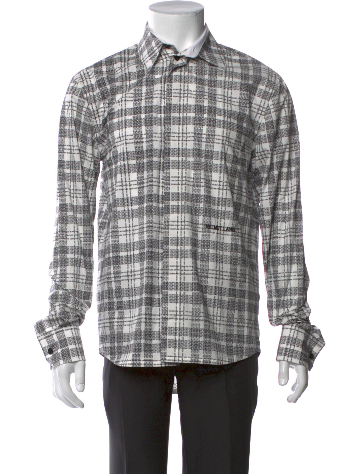 Helmut Lang Plaid Print Long Sleeve Shirt