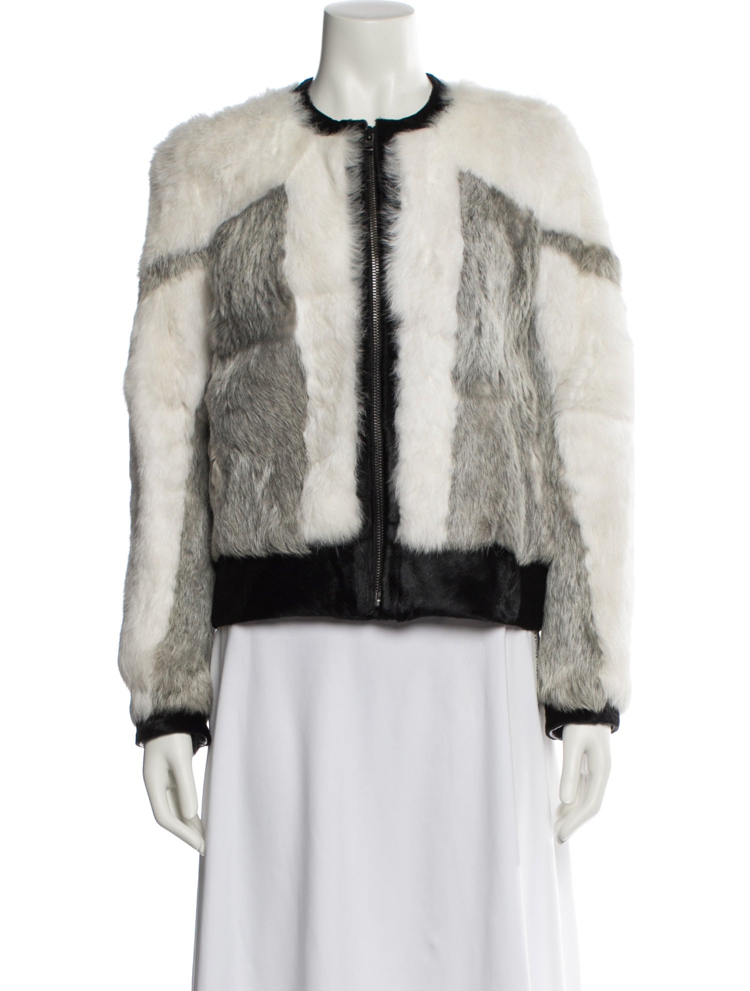 Helmut Lang Fur Tweed Pattern Fur Jacket