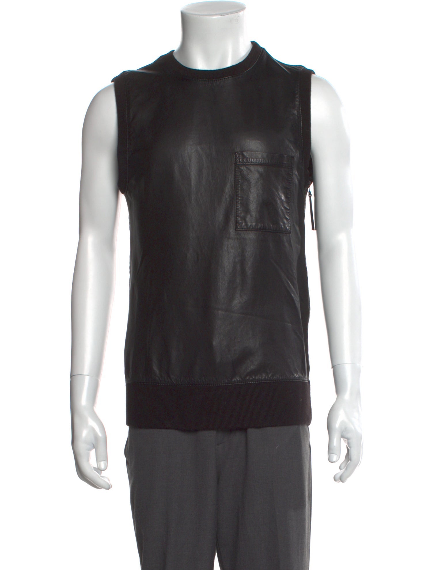 Helmut Lang Lamb Leather Crew Neck Sweatshirt