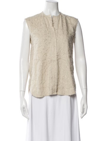 Pre-owned Helmut Lang Silk Patterned Top In Neutral