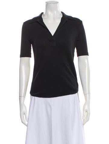Pre-owned Helmut Lang V-neck Short Sleeve Polo In Black