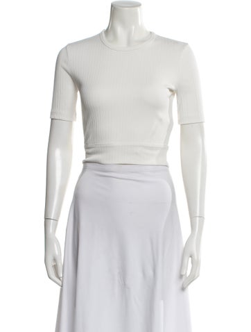 Pre-owned Helmut Lang Crew Neck Short Sleeve Crop Top In White