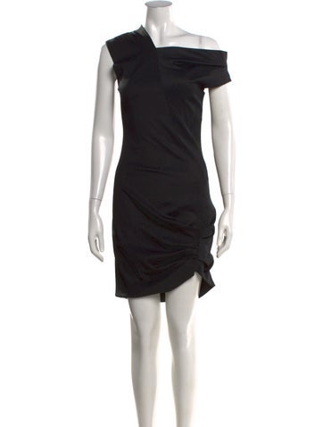 Pre-owned Helmut Lang Off-the-shoulder Mini Dress In Black