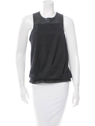 helmut lang pleated metallic sleeveless top