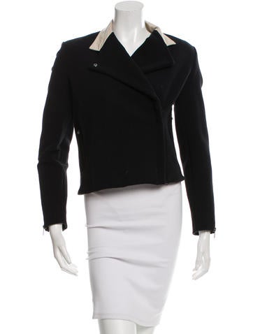 Helmut Lang Leather-Trimmed Asymmetrical Jacket