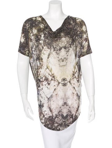 Helmut Lang Low-High Printed Blouse
