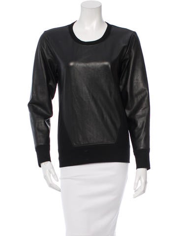 Helmut Lang Wool-Paneled Leather Sweater