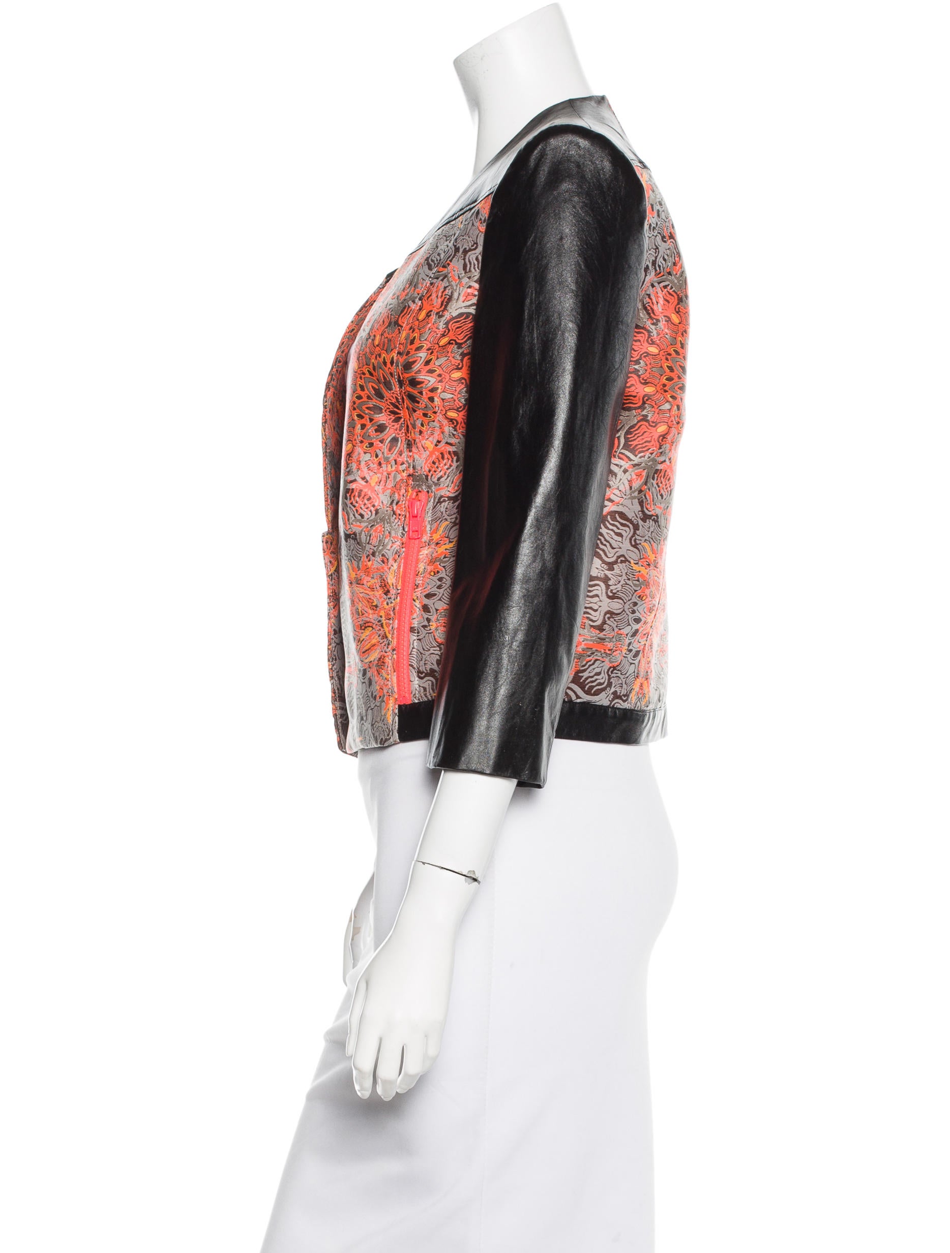 Abstract Pattern Denim Jacket | helmut lang leather trimmed abstract pattern jacket Abstract Pattern Denim Jacket | helmut lang leather trimmed abstract pattern jacket