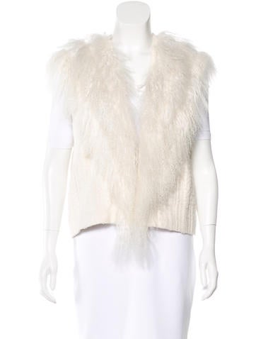 Helmut Lang Fur-Trimmed Bouclé Vest