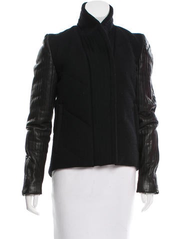 Helmut Lang Wool Leather-Paneled Jacket