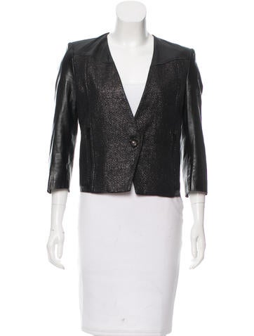Helmut Lang Leather-Accented Short Blazer