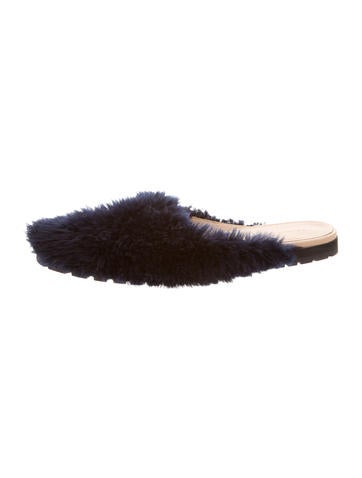 Helmut Lang Round-Toe Shearling Mules