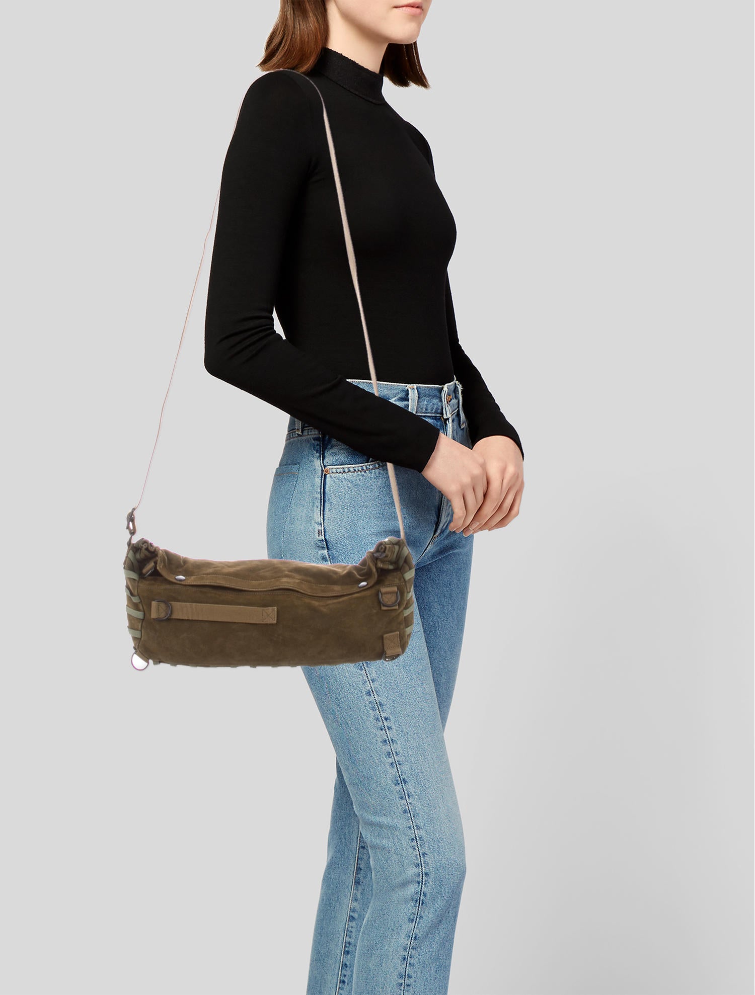 Helmut Lang 2003 Aviator Suede Crossbody Bag - Green Crossbody