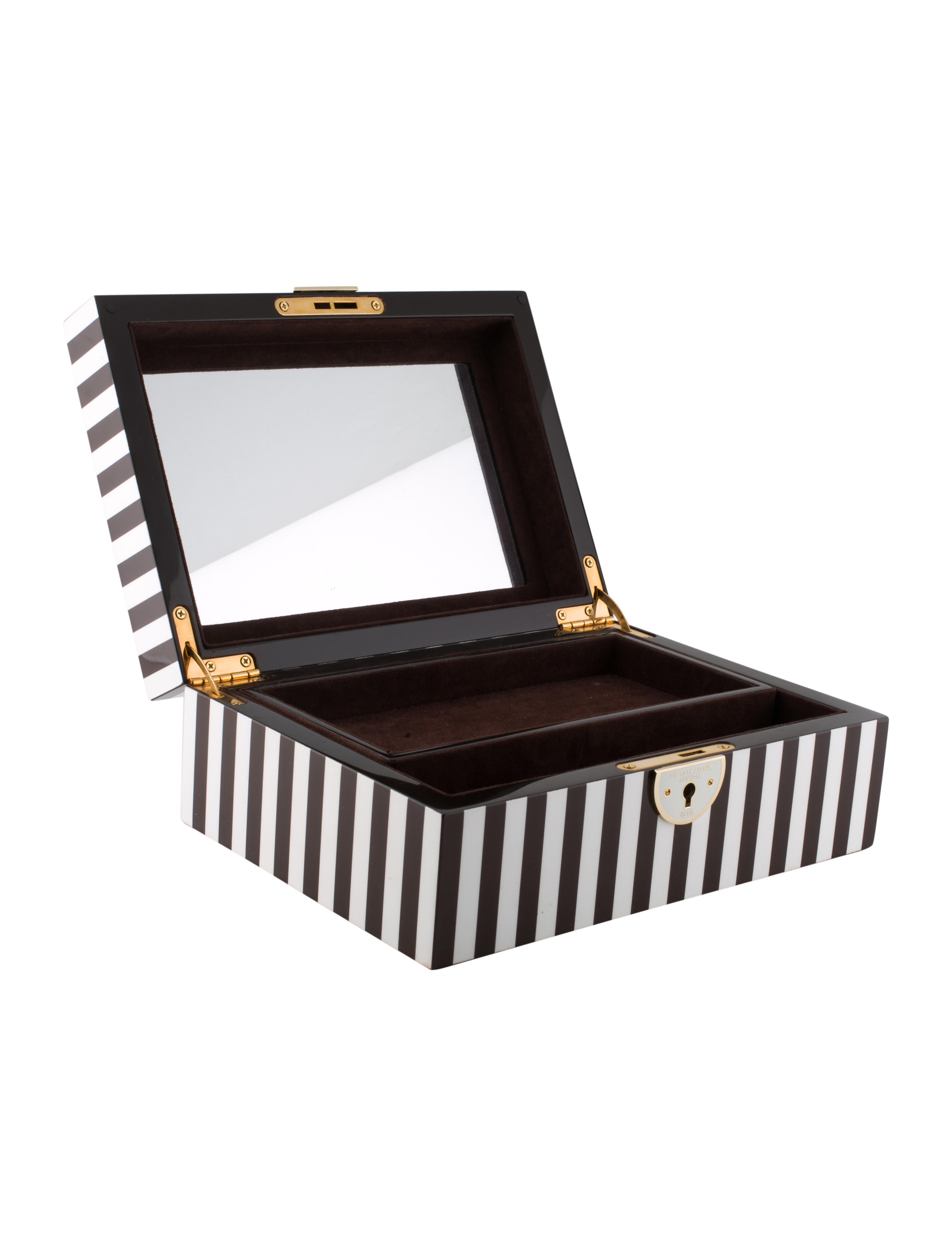Henri Bendel Striped Lacquer Jewelry Box - Brown Decorative